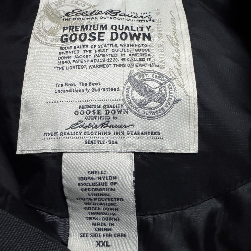 Eddie Bauer Goose Down Puffer Vest Black XXL Full Zip Outdoor - Picture 3 of 4